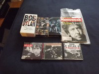 6 BOB DYLAN ITEMS BUNDLE DEAL/1 MAG,3 CD'S,2 VHS BOX SET