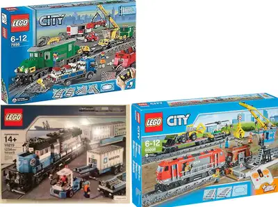 Lego – Trains (neuf et usagés) - Lego 7898 -- Cargo Deluxe --- $ 250. - Lego 10219 -- Maersk Train -...