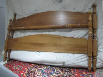 Solid wood and steel framed queen bed, View more