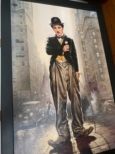 Charlie Chaplin Painting w/ Frame, View more