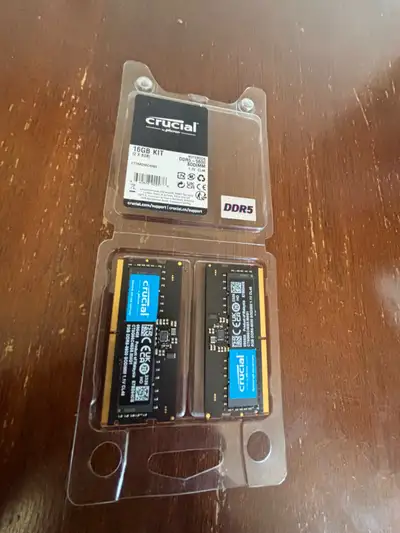 Crucial DDR5 laptop ram for sale. 16gig kit. (2x8gb). And 5600mhz in speed.