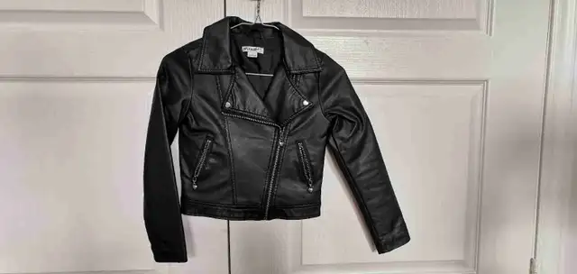 Kids false leather black jacket 