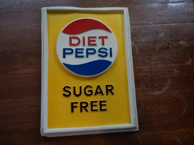 Diet Pepsi vacuum formed sign. About 10.5 by 7.5 inches. One corner has some damage. See pictures fo...