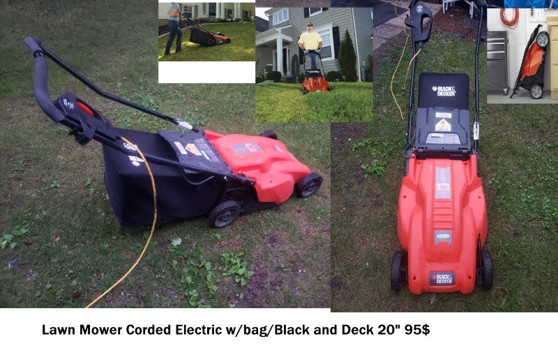 Lawn Mower Corded Electric w/bag/Black and Deck 20" 95 Lawnmowers