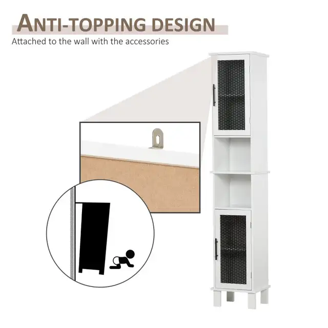 13.25"W x 11.75"D x 69.5"H Tall Bathroom Cabinet, White in Home Décor & Accents in Markham / York Region - Image 7