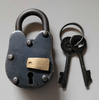 Vintage Cast Iron Lock with Keys