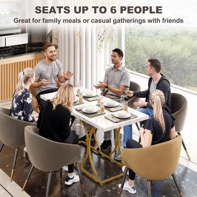 59" Dining Table for 6, Modern Marble-Pattern Kitchen Dinner in Dining Tables & Sets in Markham / York Region - Image 9