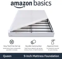 NEW Amazon 7" Basics Smart Box Spring Bed Base - QUEEN