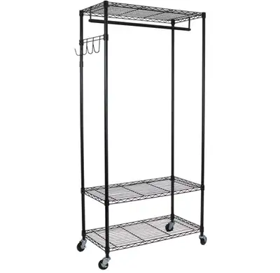 76” Tall Rolling Clothing Rack New, View more