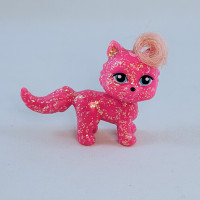 Pink Glitter Cat Polly Pocket Sparkle With Hair Toy Figurine Rea