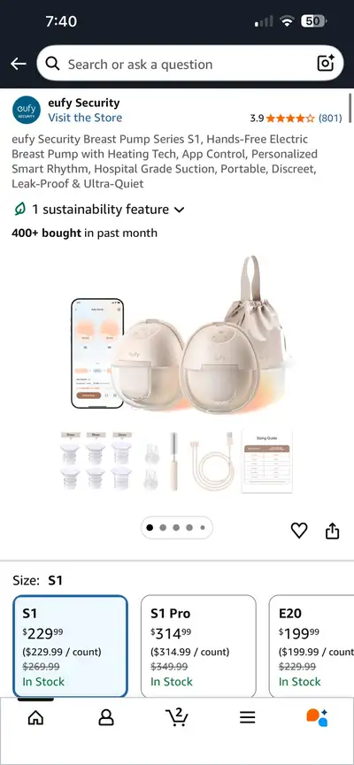 BNIB SEALED !! Eufy Wearable Breast Pump Series S1, View more