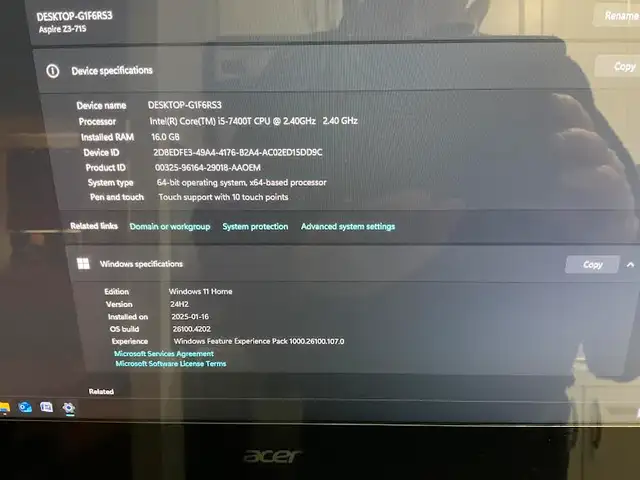 Acer 23.8" Aspire Z3 All-in-One Desktop Computer,,WINDOWS 11,,, in Desktop Computers in Brockville - Image 5