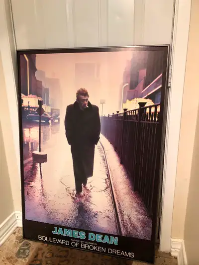 - Huge James Dean framed poster $25 - Solid wood vintage chair in mint condition $45 Pick up in Lowe...