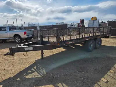 18 foot deck over fold down sides for loading 7k axles will tarde for travel trailer