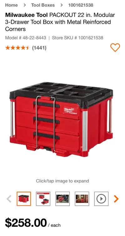 Milwaukee 3 drawer packout. Includes shelf dividers. 2 sets still in bags. Still has labels on it. J...