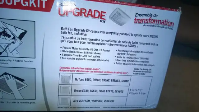 Broan Nutone 690UPGKIT Bath Fan Upgrade Kit in Indoor Lighting & Fans in Mississauga / Peel Region - Image 6