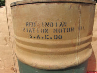 Vintage Red Indian Aviation Oil Barrel Can