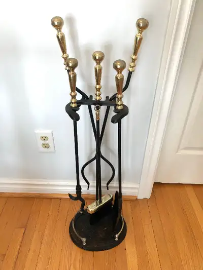 4 pc Fireplace Tool Set with Stand, View more