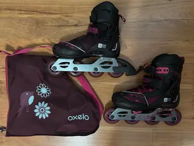 PATINS A ROULETTES / ROLLERBLADES-FILLE-FEMME- ETAT NEUF +CASQUE, View more