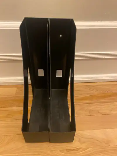 Two free black plastic magazine or book holders/organizers, View more