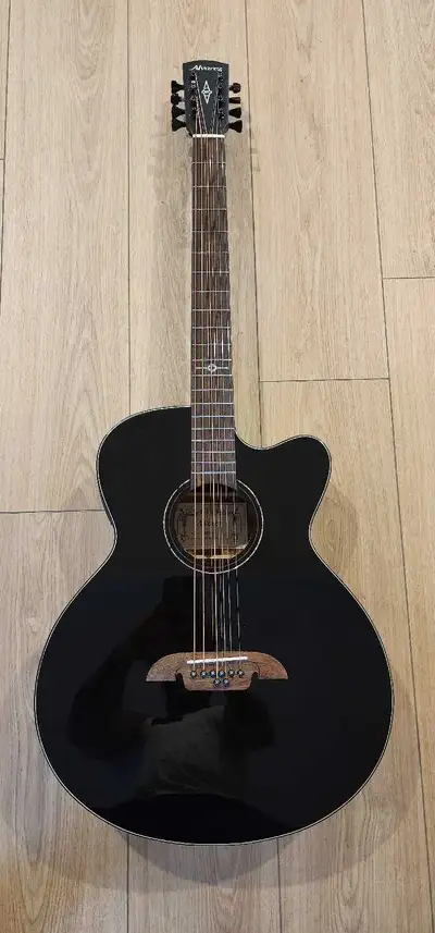 Alvarez 8-String Baritone (ABT60CE-8BK) - Upgraded Black Grovers, View more