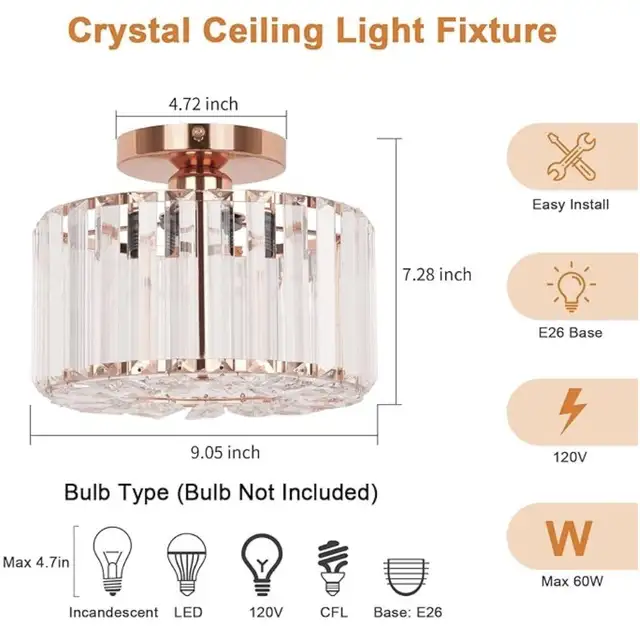 FRIDEKO HOME Crystal Ceiling Light -  Small Chandelier in Indoor Lighting & Fans in Hamilton - Image 5