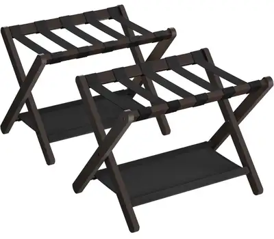 Organize your guest room with this set of two SONGMICS luggage racks, each featuring a sturdy wood f...