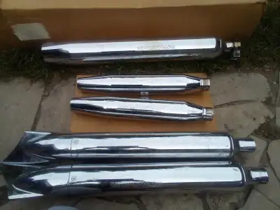 HARLEY DAVIDSON EXHAUST SYSTEM MUFFLERS Shark fin 65986-97 65985-97 Small muffler 65605-97 65613-97...