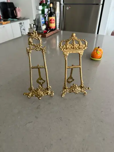 Ornate Brass Display Easels /Vintage Style Frames (Set of 2), View more