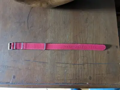 New red leather 20mm nato strap, View more