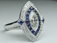 Women's Silver Ring   With  Blue Sapphire, size 8