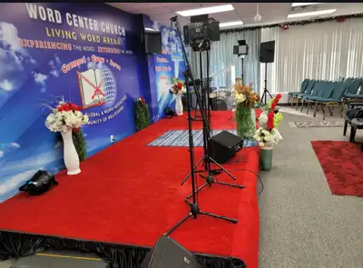 Church space for sunday/worship services. Fully furnished with seating for 70 people. Fully equipped...
