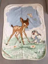 Vintage Disney Baby Bambi and Thumper Fuzzy Baby Blanket