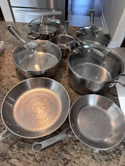 T-Fal stainless steel cookware set, View more
