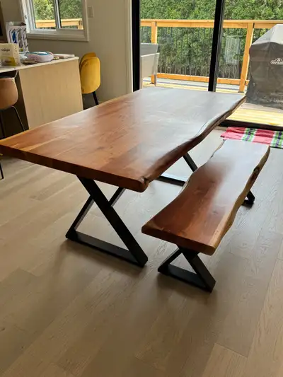 Solid Wood Dining Table + Matching Bench, View more