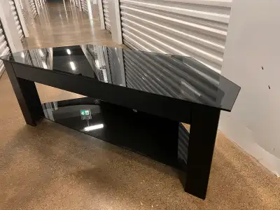 Black Glass TV Stand – Modern Corner Design, View more