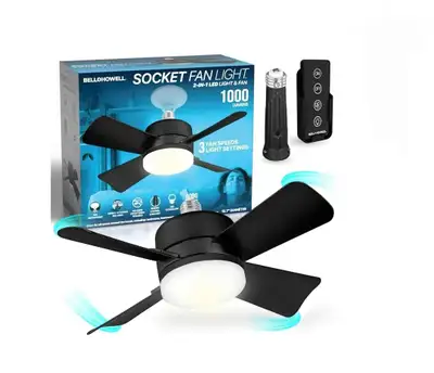 "BNIB" Socket Fan Light, View more