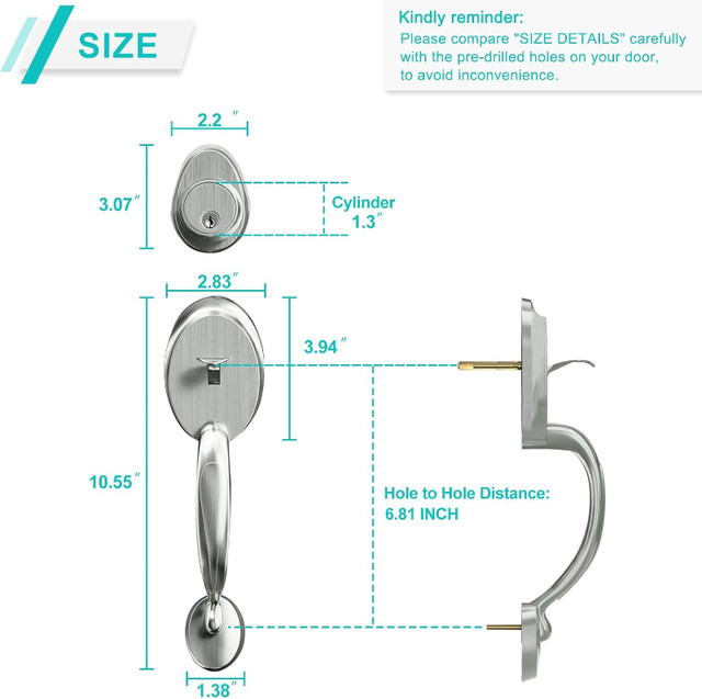 Front Door Double Handle Set with Deadbolt for Right & Left in Windows, Doors & Trim in Calgary - Image 2