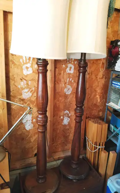 Pair of Vintage Wooden Floor Lamps (5ft) - $35 pair, View more