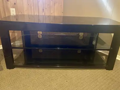 Black Glass & Metal TV Stand, View more