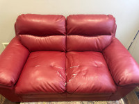 2 Person Red leather Couch