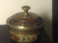 Vintage Brass Engraved Hand painted Indian Box