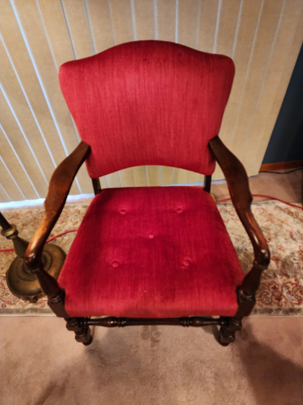 Antique Red Chair 23in x 37in x 20in Deep in Chairs & Recliners in Edmonton - Image 2