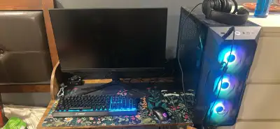 Full gaming set up, monitor, pc, headphones, mouse and keyboard, View more