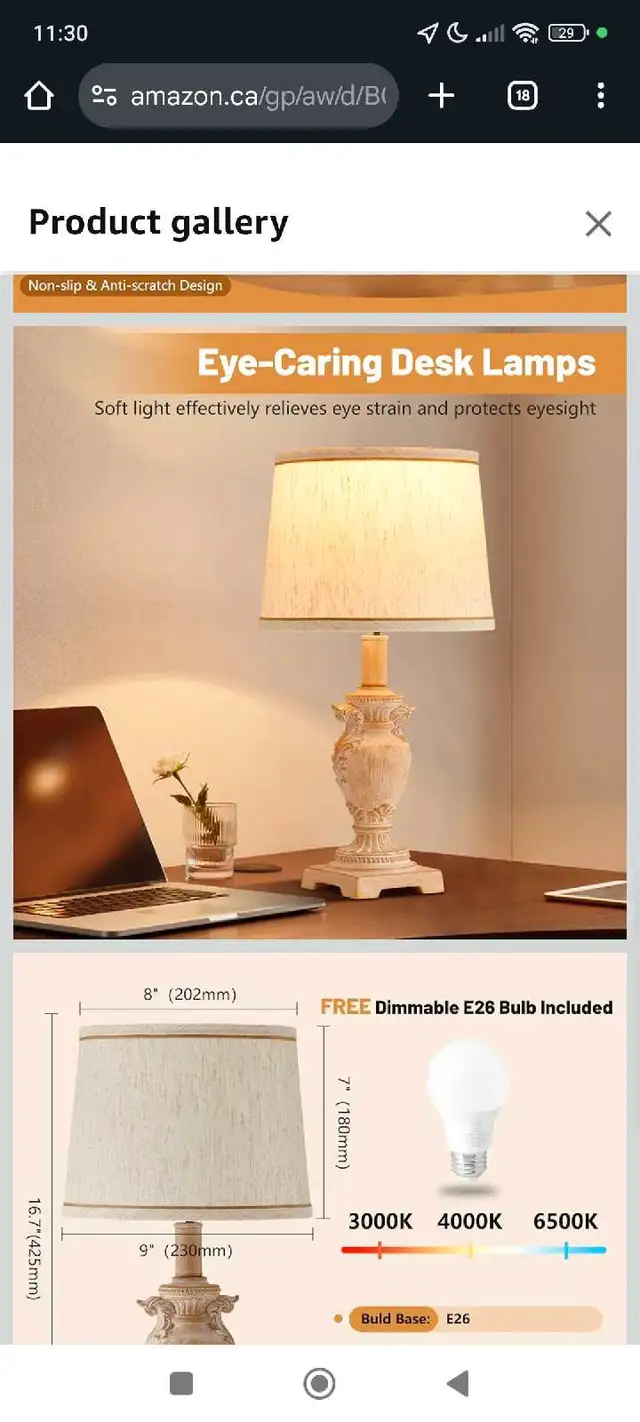 Table Lamp,3-Way Dimmable Bedside Lamp,Lamps for Bedrooms with 262863257295361123