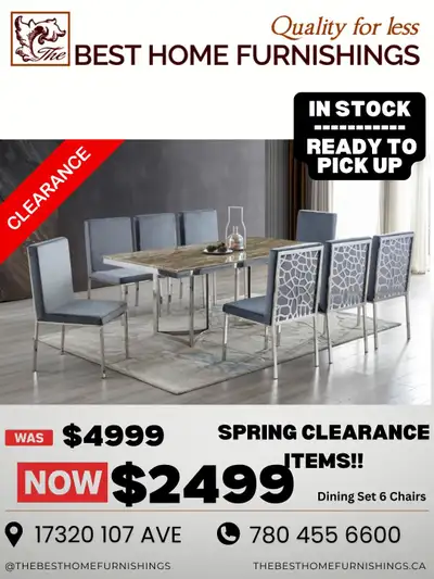 SUPER DEALS: Luxury Marble & Chrome 7-Piece Dining Set, View more
