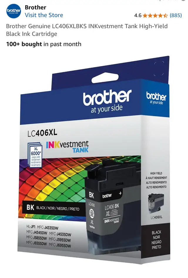 Brother LC406XLBK Inkvestment Tank High-Yield Black Ink in Printers, Scanners & Fax in Ottawa - Image 4