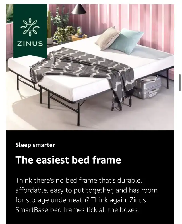 Zinus Queen Bed Frame - Tool free assembly in Beds & Mattresses in Delta/Surrey/Langley - Image 10