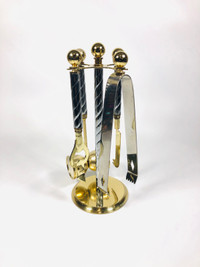 Retro Two-Tone Metal Bar Tools with Stand, Gold and silver tone