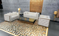 Julia Beige Velvet Sofa Set 3pcs style meets comfort 